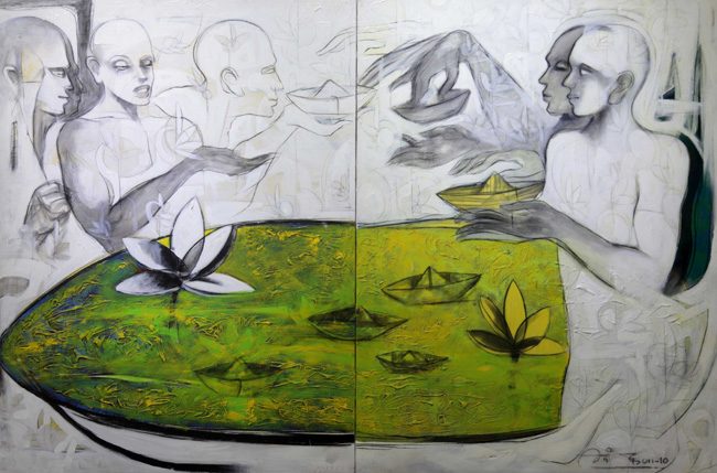 Mixed media on canvas by Amit Dutt