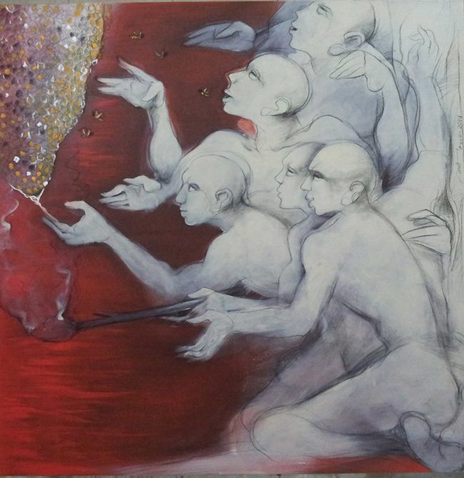 Mixed media on canvas by Amit Dutt