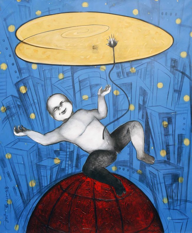 Mixed media on canvas by Amit Dutt