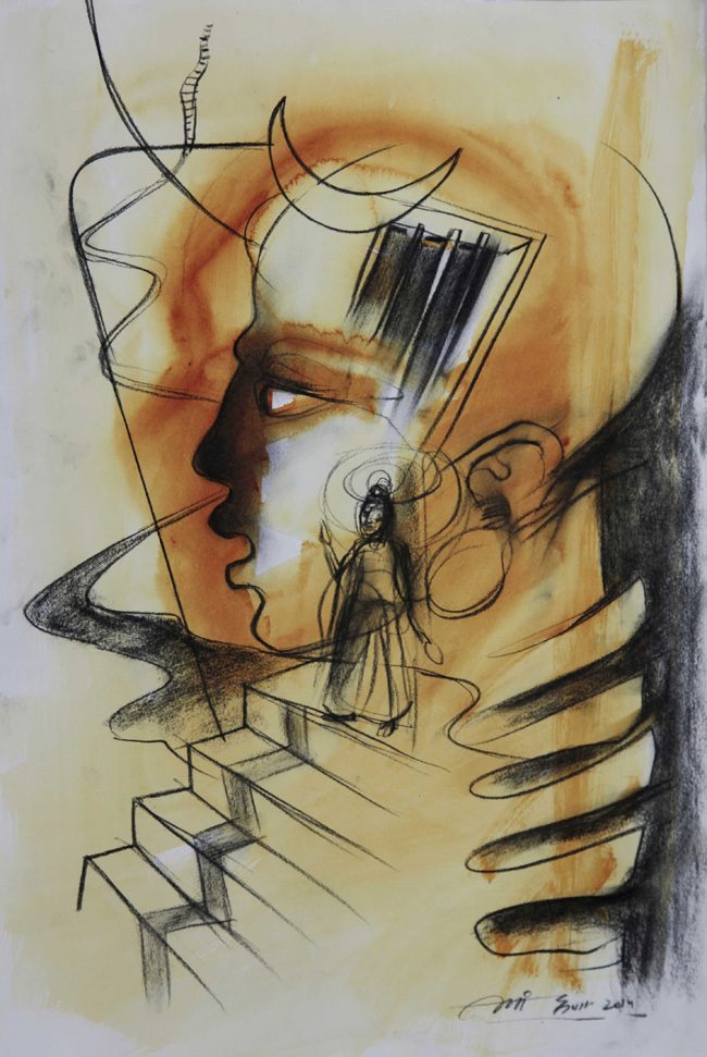 Dry pastel on paper by Amit Dutt