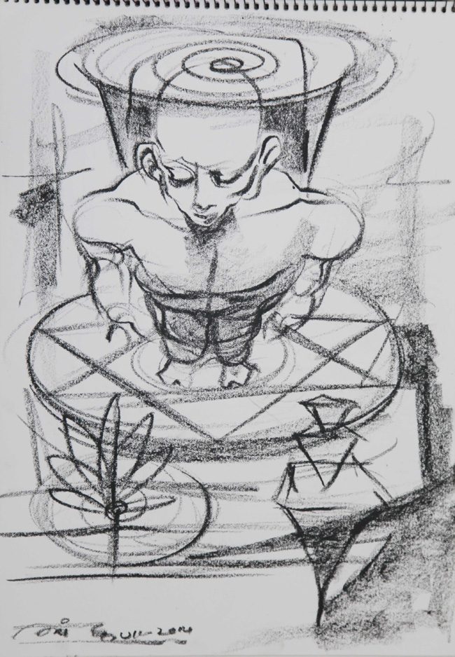 Figure drawing in pencil and charcoal