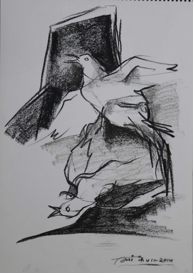 Figure drawing in pencil and charcoal