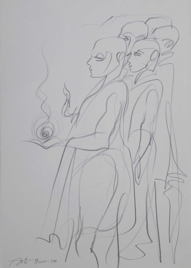Charcoal on paper by Amit Dutt